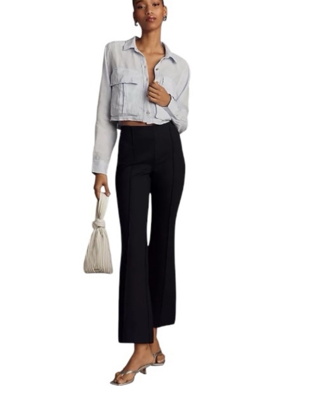 Anthropologie Margot The Kick Flare Pant in Solif Black made by Maeve
